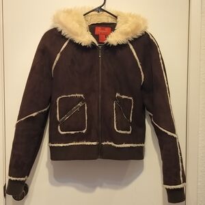 Paris Blues Brown and Cream Hooded Jacket. Large.